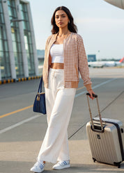 Houndstooth iCotton Zipper Jackets