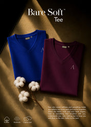 iCotton Signature Vee Neck Tee in Midnight Plum & Orchid Blue