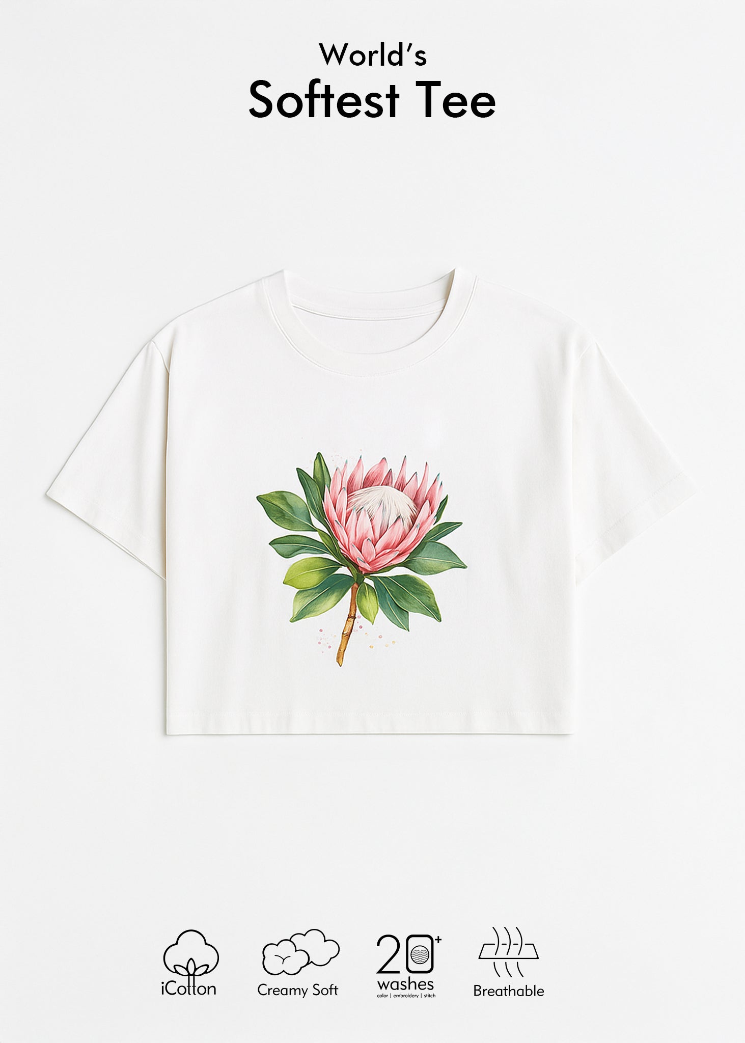 iCotton Printed Oversized Crop Tee