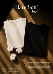 iCotton Signature Vee Neck Tee in Black & White