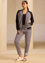 Raglan Sleeve Houndstooth Zipper Jackets