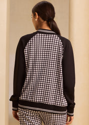 Raglan Sleeve Houndstooth Zipper Jackets