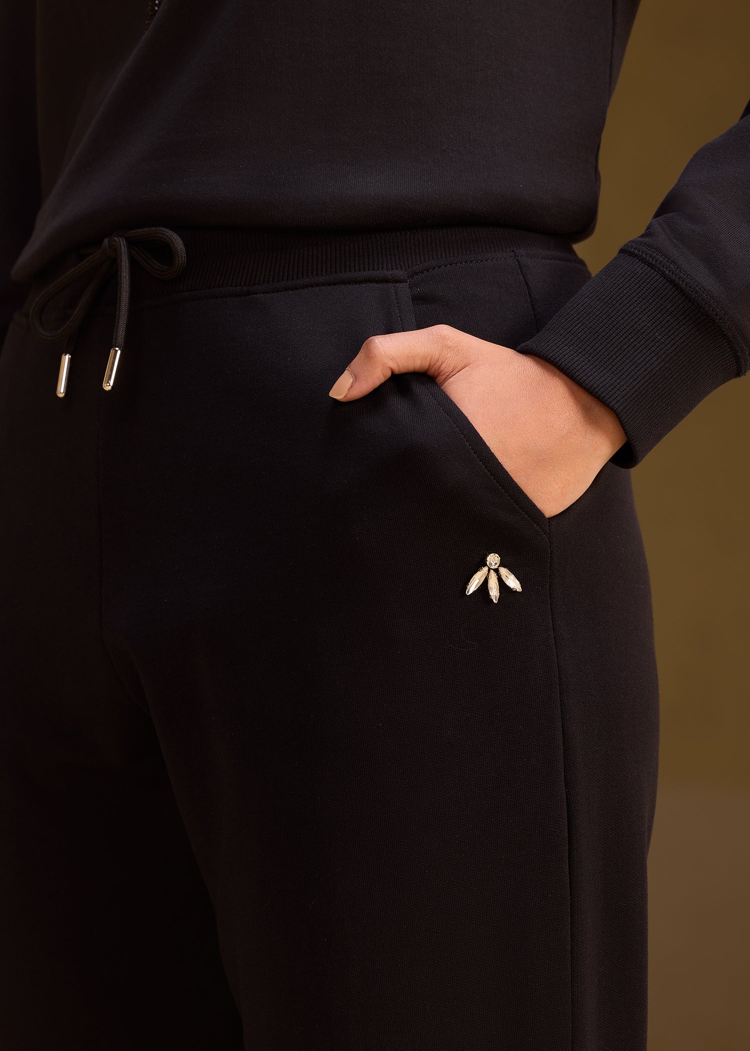 Stunning Signature Sweatshirt + Elevated Rhinestone Tapered Pants