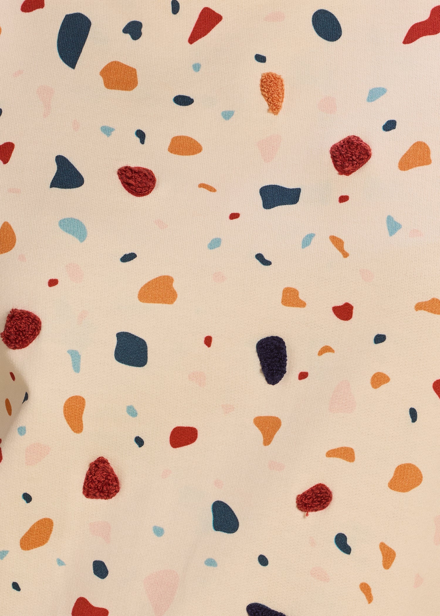 Embroidered Terrazzo Pouf Sleeve Dress