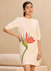 Expressive Print Pouf Sleeve Dress