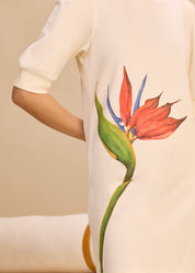 Expressive Print Pouf Sleeve Dress