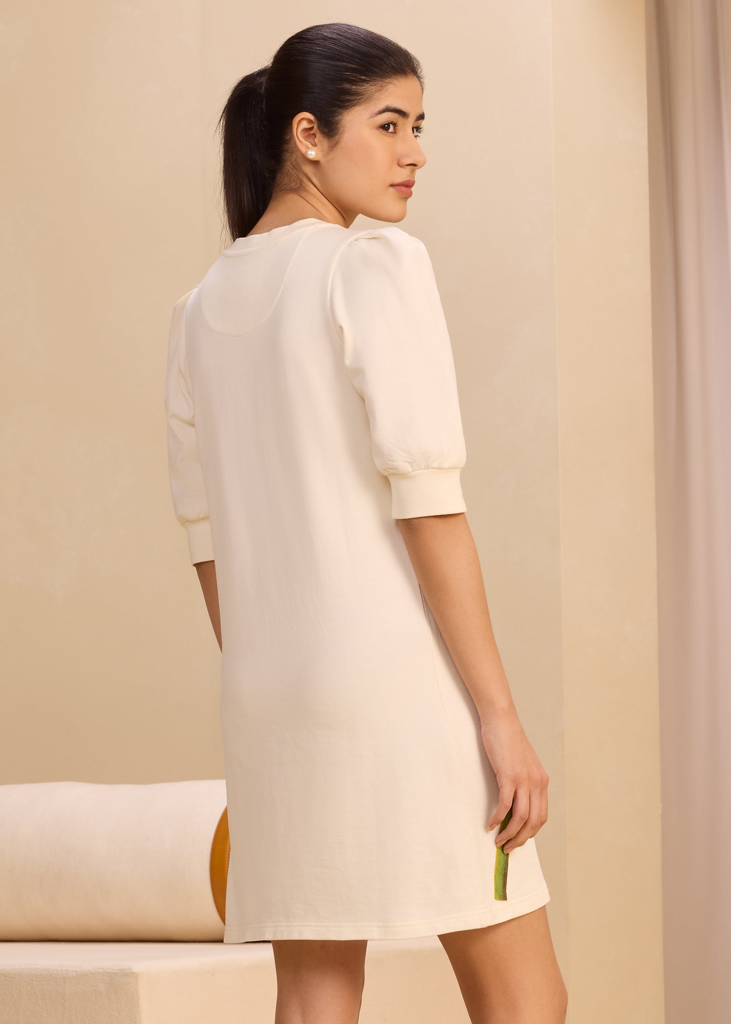 Expressive Print Pouf Sleeve Dress
