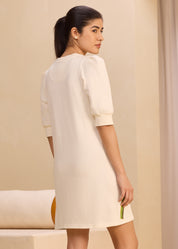 Expressive Print Pouf Sleeve Dress